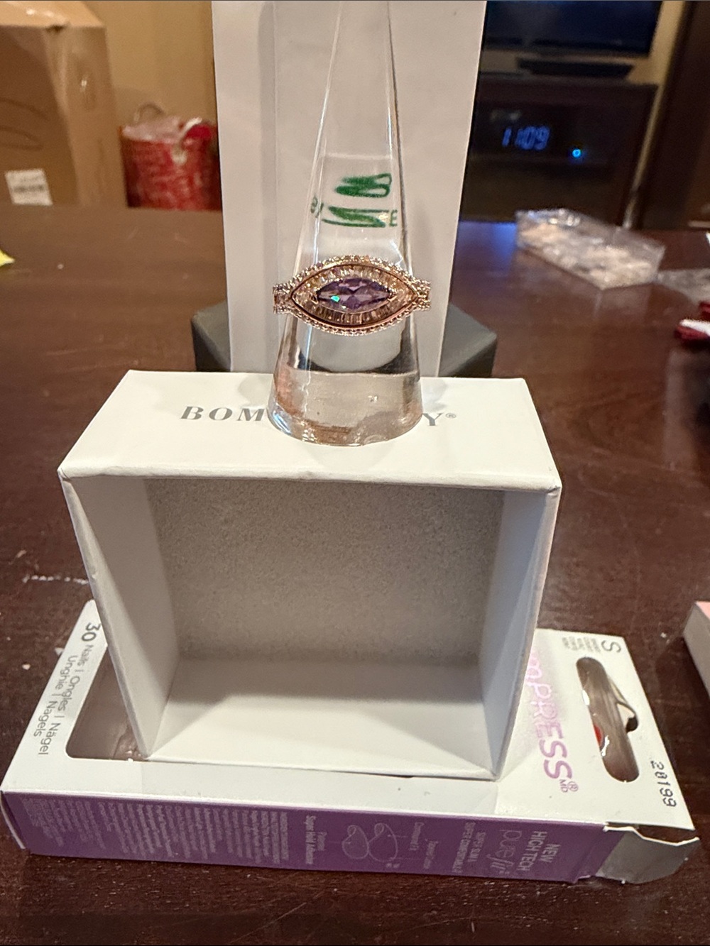 February 26: Rose Gold Ring with Marquise Amethyst